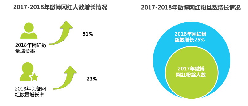 网红人数及粉丝规模增长比例